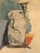 Mikhail Vrubel Still life with a Plaster mask and a sconce oil on canvas